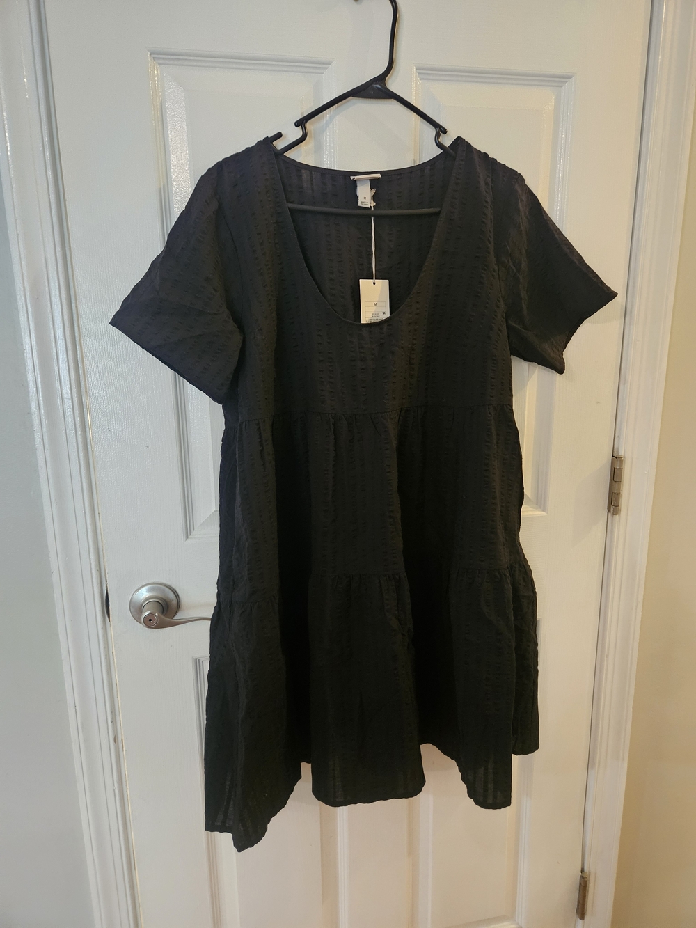A new day Black Short Sleeve Womens Tiered Dress
